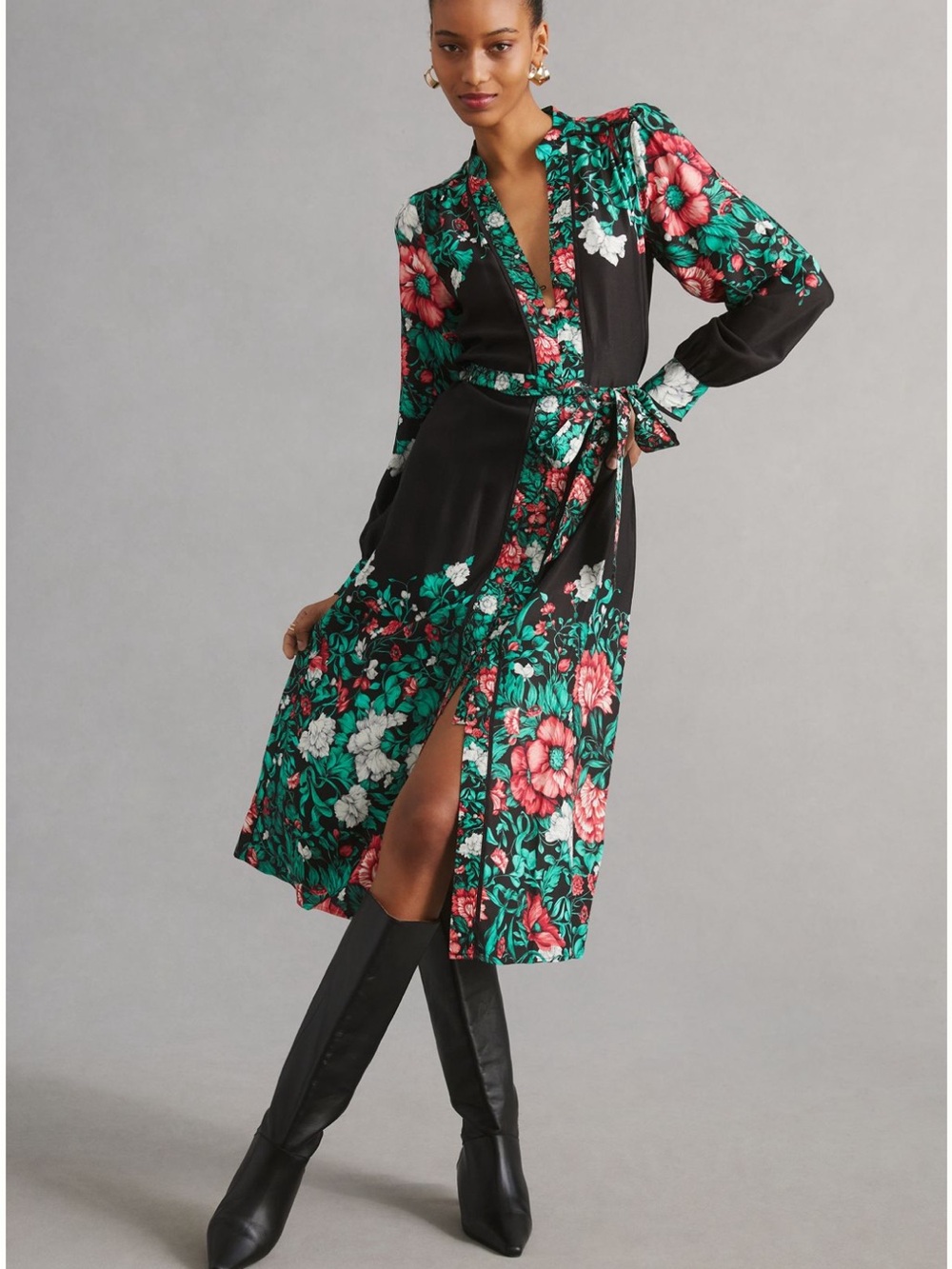 NWT Anthropologie Midi Shirt Dress Floral Size Medium